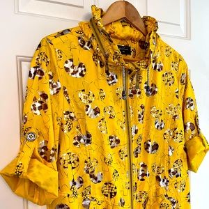 VINTAGE Goldleed Metallic Gold Yellow Mushroom Print Windbreaker Size 42